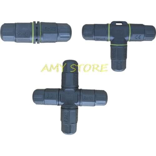 IP68 Waterproof 2/3/4Pin Cores Electrical Cable Gland Wire Straight Tee Cross 2/3/4 Ways Connector Solar Garden Outdoor Junction