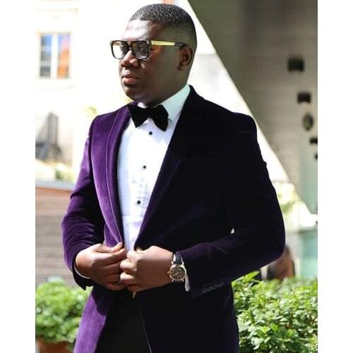 High Quality Velveteen Groomsmen Shawl Lapel Groom Tuxedos Men Suits Wedding/Prom Best Man Blazer ( Jacket+Pants+Tie) A48