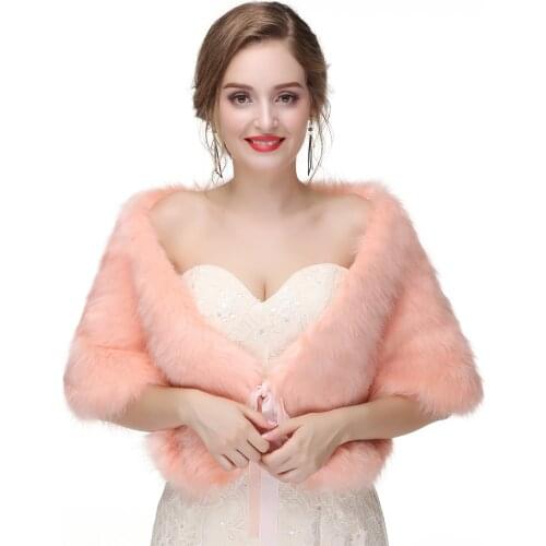 WOWBRIDAL Warm Faux Fur Winter Bridal Cape Wedding Cloaks Party Wraps Jacket Wrap Boleros De Encaje Boleros De Mujer