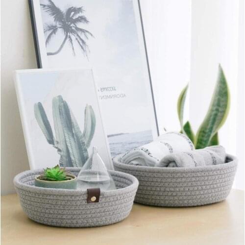 1 Set Breathable Woven Storage Basket with Handle Flax Woven Storage Box for Bedroom Wardrobe Storage Organizers