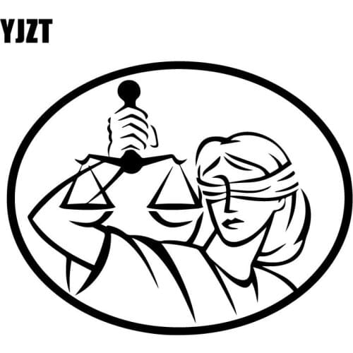 YJZT 17.3CM*13.6CM Lady Justice Car Stickers Stylish Car Cover Scratch Decorative Decals Accessories C31-0392