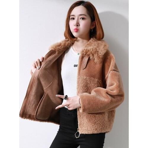 Real Fur Coat Female Sheep Shearling Fur Jackets 2020 Autumn Winter Jacket Women Real Wool Coats Korean Outwear MY3739