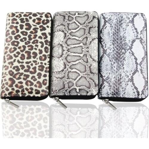 Snake Pattern PU Long Wallet Leopard Style Burse Purse Package Clutch Bag Custom Serpentine
