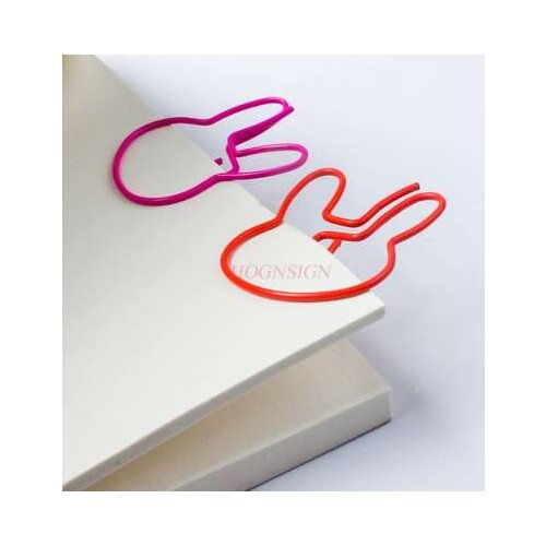 10pcs Rabbit Paper Clip Paper Clip Cute Color Paper Clip Student Stationery Clip Hand Account Clip