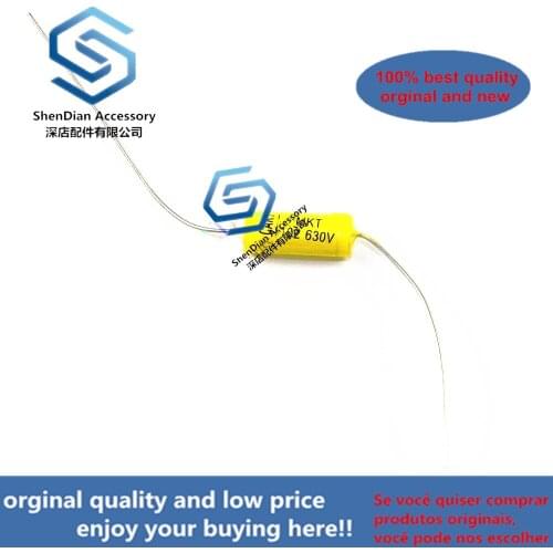 10pcs 630V fever electrodeless copper foot audio 0.001uF yellow through heart axial cholangio coupling film capacitor