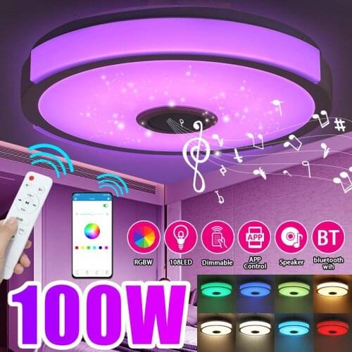 100W LED Ceiling Lights with bluetooth Speaker Smart Phone APP Remote Control Light RGB Dimmable Bedroom 38cm Ceiling Lamp