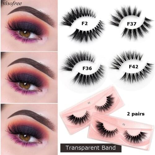 2 Pairs Visofree 3D Mink Eyelashes Cruelty-free Transparent Strip Lashes Reusable Eyelashes False Lashes Makeup eyelashes set