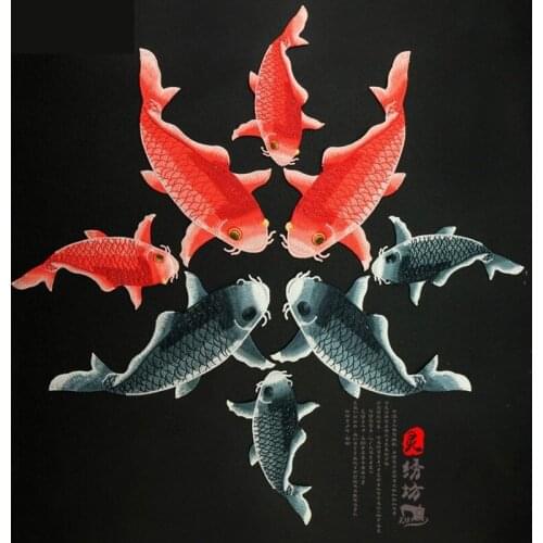 20pcs/lot Large Sew Embroidery Patches Fish Chinese Style Jacket Jean Backpack Clothing Decoration Accessories Applique