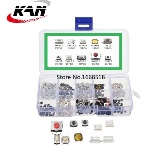 250PCS 10 Types Tactile Push Button Touch Switch Remote Keys Button Microswitch Hot Sale