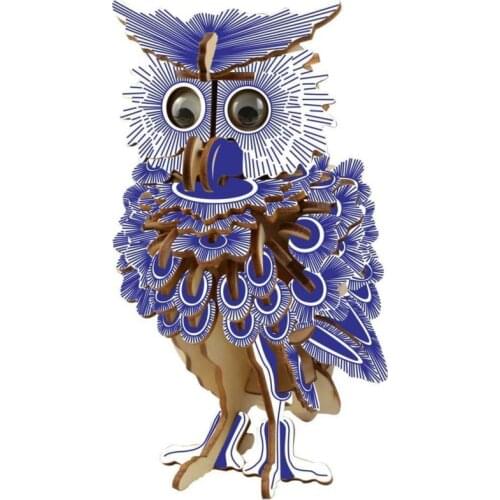 3D Wooden Puzzle Creative Owl Jigsaw Wood Craft Modelling Toy Kit Kids DIY Assembled Educational Toys For Child Handicrafts Gift