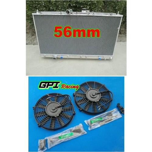 56mm Aluminum radiator + fan for Mitsubishi Galant VR4 EC5A / EC5W 6A13TT 1996-2003 1997 1998 1999 2000 2001 2002