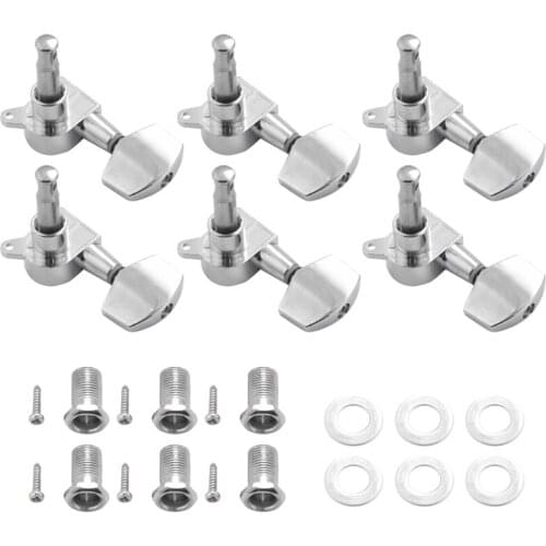 6 Pieces Silver Acoustic Guitar Machine Heads Knobs Guitar String Tuning Peg Tuner(3 for Left + 3 for Right)