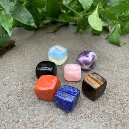 7pcs beautiful natural different Crystal gemstone meditation reiki healing crystal cube stone wholesale for wedding return gift