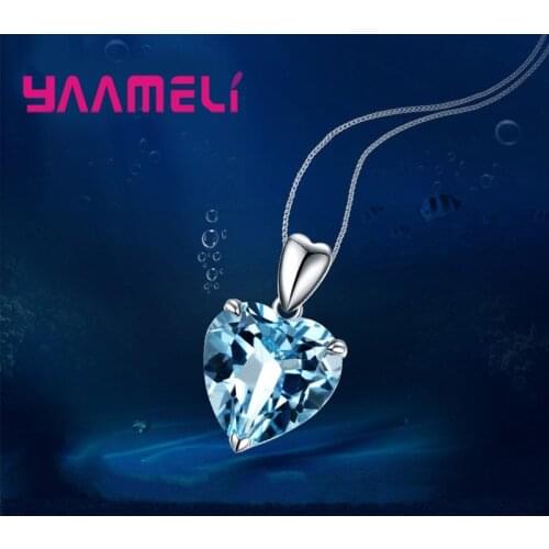 925 Sterling Silver Cute Heart Pendant Statement Necklace For Women Girls Party CZ Cubic Zirconia Fashion Jewelry Wholesale