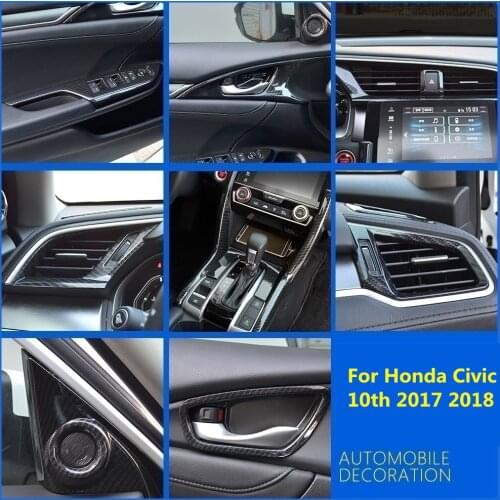 Automobile Decoration For Honda Civic 10th 2017~2018 LHD Interior Carbon Fiber ABS Cover Trim