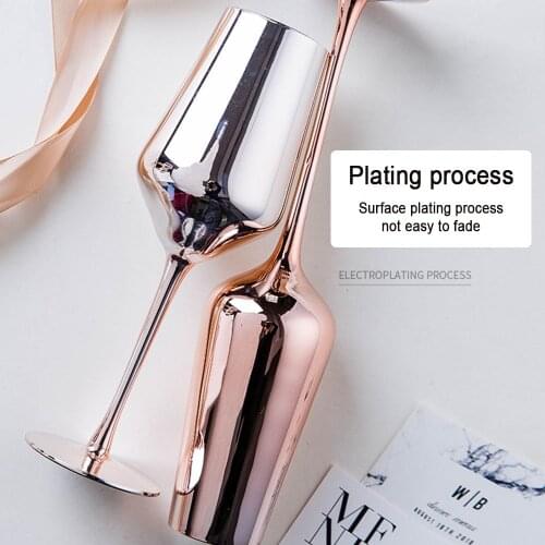 Rose Gold Red Wine Glass Cyrstal Goblets Juice Drink Champagne Goblet Party Barware Dinner Water Chic Luxury 350ml 400ml