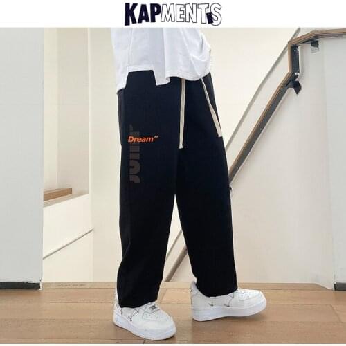 KAPMENTS Men Letter Streetwear Baggy Sweatpants 2021 Mens Harajuku Sweat Korean Fashion Joggers Pants Male Vintage Causal Jogger