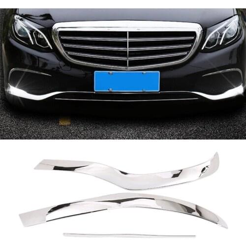 For Mercedes Benz E Class W213 2016-2019 Chrome ABS Front Bumper Plate Spoiler Spoilers Decorative Cover Trim