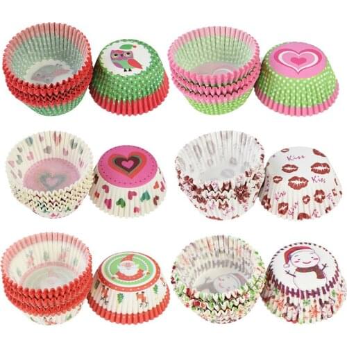 100Pcs Floral Cartoon Animal Cupcake Liners Tray Cake Paper Cup DIY Wedding Birthday Party Cake Decoration Cake Wrapper Holder