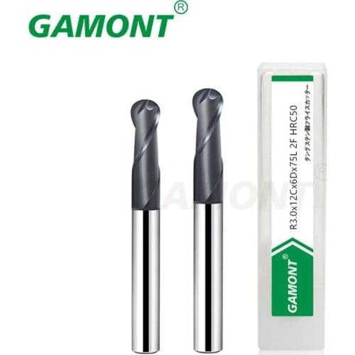 GAMONT Milling Cutter Hrc50 Ball Nose Alloy 2 Blades Tungsten Steel Tools By Aluminum Cnc Wholesale Woodworking For Wood Cutters