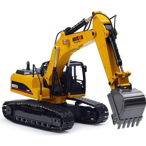 HuiNa 2.4G Toys 15 Channel 1/14 RC Excavator Charging RC Car With Battery RC Alloy Excavator RTR For kids Construction Vehicles