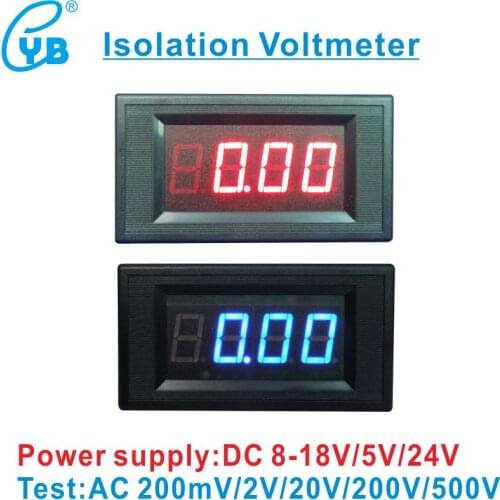 YB5135Ai AC 200mV 2V 20V 200V AC Voltage Meter Isolated Power Supply DC 8-18V Volt Panel Meter LED Digital Isolation Voltmeter