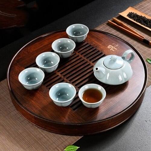 Chinese Tea Set Tool Round Bamboo Tea Tray With Water Storage Type Tea Board Table China Tea Set Tea Table