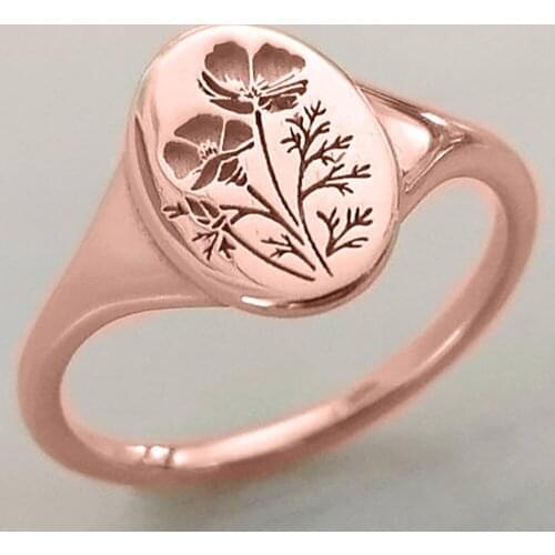 Simplicity Vintage Carved Flower Ring for Women Men Bohemian Handmade Pattern Wildflowers Plant Ring for Femme Mother Days Gift