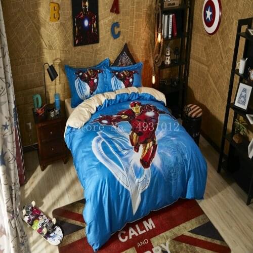 Original Iron Man Spiderman Bedding Set for Kids Comforter Duvet Covers Pillowcases Twin Queen Pillowcases for Boys Home Decor