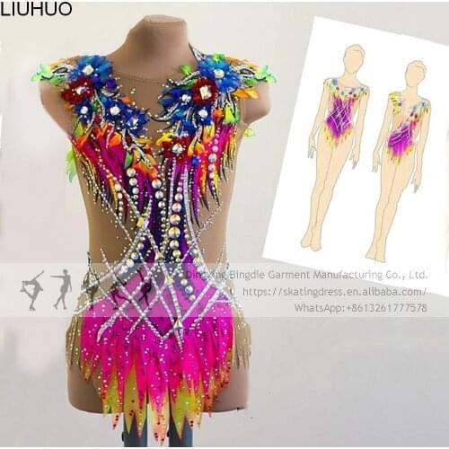 Ice Skating Dress Children Women Competition Girls Rhythmic Gymnastics ballet Shiny leotards for Children
