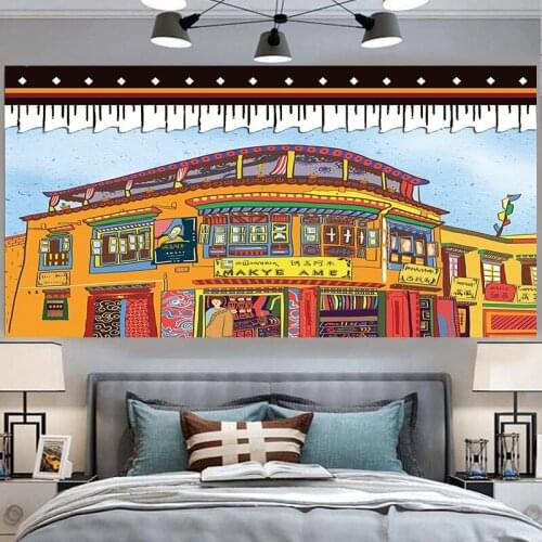 Lhasa Tibetan Potala Background Wall Tapestry Cloth Hanging The Potala Palace Wall Hanging Wall Decor Blanket Tenture Murale