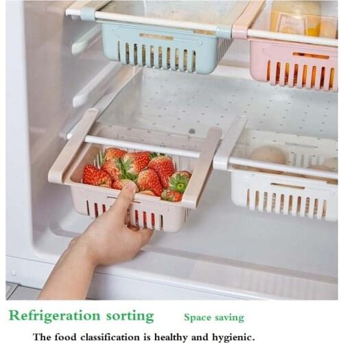 Mini ABS DIY Slide Kitchen Fridge Freezer Space Saver Organization Storage Rack Bathroom Shelf Rack Organizer Holder
