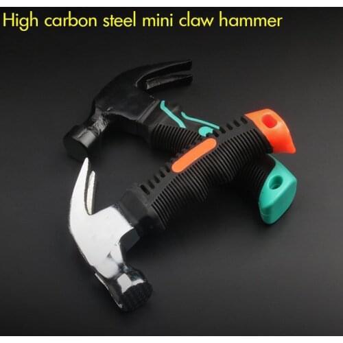 Mini High Carbon Steel Claw Hammer with TPR Rubberized Handle Household Anti-skid Hammers Claw Woodworking Nail Puncher