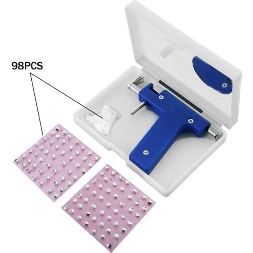 Stainless Steel Body Piercing Tool Kit Professional Ear Nose Navel Piercing Machine with Ears Studs Tools