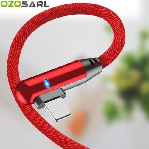 5V 3A USB C Fast Charging LED Light 90 Degree Cable USB Typc C Charger Cable L Type Bending Nylon Cord for Samsung Xiaomi