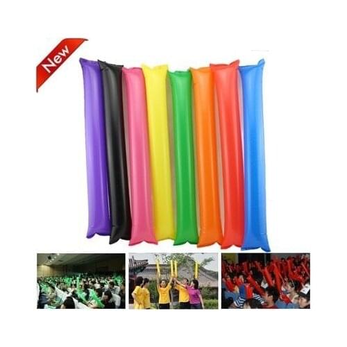 Wholesale free shipping cheap plastic multicolour inflatable Balloon sticks clappers/cheering sticks/toy Can Print your own logo
