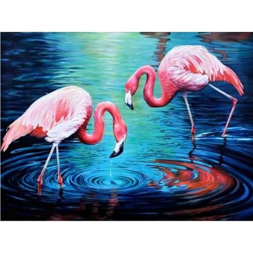 Scenery mosaic embroidery craft flamingo diamond painting kits beads picture wall paper decor rhinestones drawing christmas gift