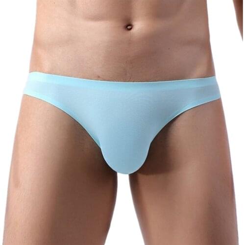 Sexy Men Underwear Seamless Briefs Shorts Solid Ice Silk Mesh Panties Low Waist Underpants Cueca Calzoncillo Plus Size M-3XL