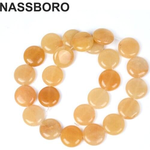 Flat Round Charm Yellow Stone Beads For Fashion jewelry Bracelet Necklace Earings Loose Spacer Bead DIY Accessories Making
