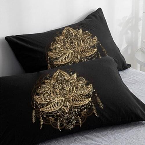 Custom 3D HD Pillow Case Pillowcase 50x70 50x75 50x80 70x70 Decorative Pillow Cover lotus on Black Bedding