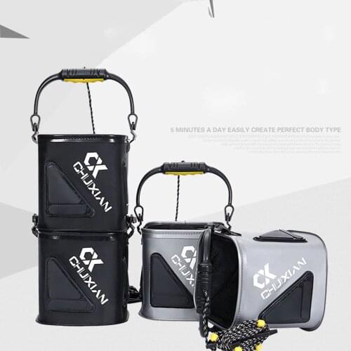 EVA Portable Folding Bucket Fishing Bucket Fishing Tackle Tool 2 colors Outdoor Bucket Folding Bucket With Rope Fishing Bags