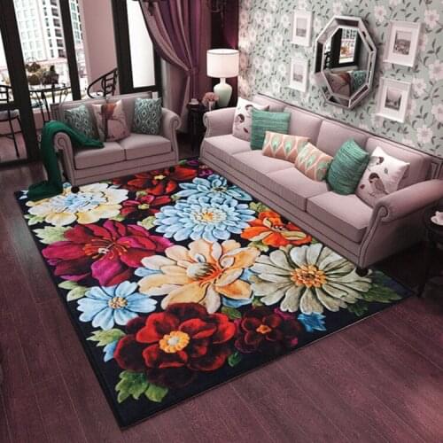 Factory supply 3D three-dimensional flowers and plants series custom printing garden entrance corridor rectangular carpet mat
