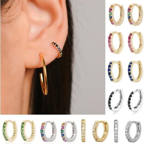 Simple Lovely Girls Small Hoops Earrings Rainbow Boho Classic Minimal Charming Earrings Stud Thin Hoops Gift Cartilage Ear Stud