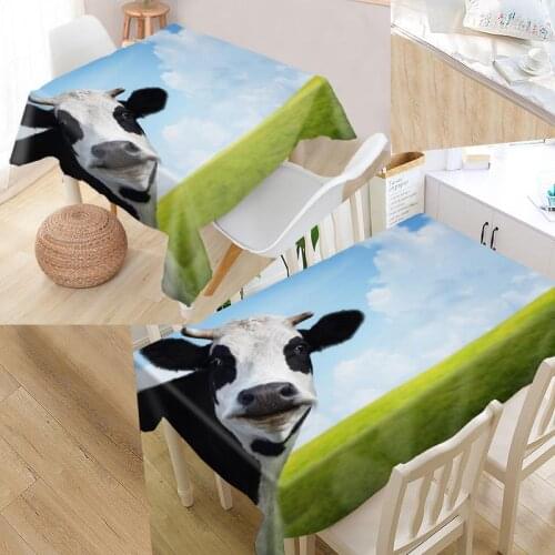 Animal Cow 02 Custom Table Cloth Oxford Fabric Rectangular Waterproof Oilproof Table Cover Family Party Tablecloth