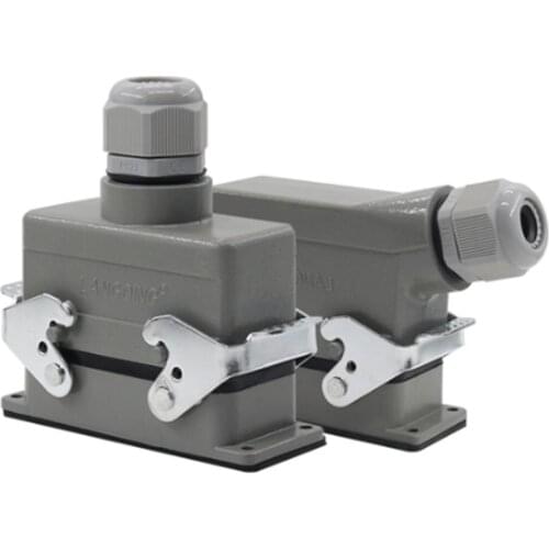 Rectangular Heavy Duty Connector HDC-HE-24 Core Industrial Waterproof Aviation Plug Socket 16A 500V Top Line And Lateral Line