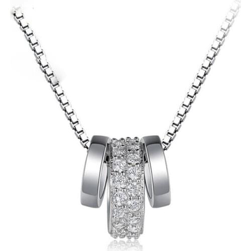 Romantic 1pc Silver Color Infinity Double Circles Necklace for Girls Interlocking Circles Pendant Necklace