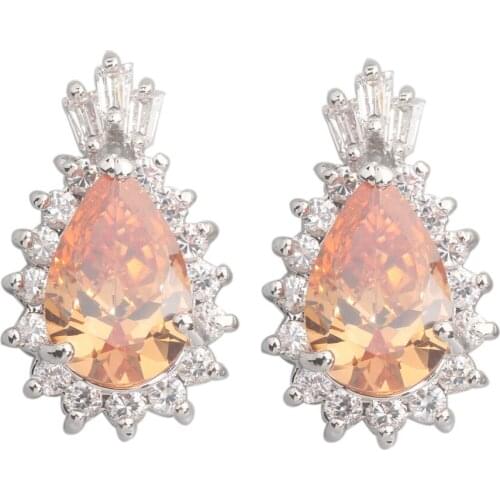 Deluxe Brown Morganite 12*8mm Semi-precious Silver Cool For Womens Stud Earrings ED0269