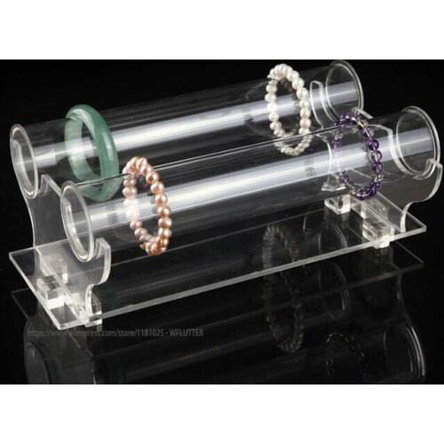 Detachable Acrylic Bracelet Display Holder Stand 2 Tube T Bar Bangle Organizer Anklet Headware Display Case Jewelry Stands