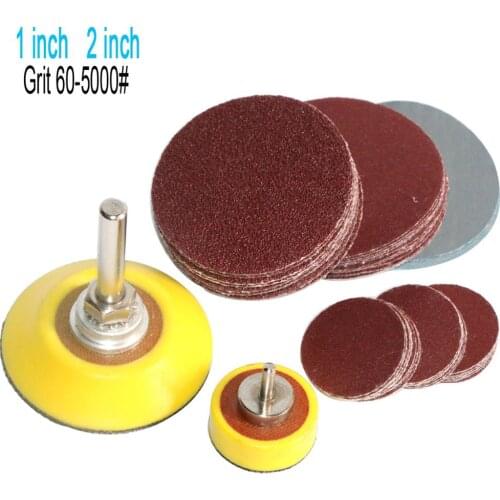 100pcs 1" 2 inch Sanding Disc Hook-Loop Sandpaper Grinding Disc Polishing Pad for Drill Rotary Tools 1/4" Shank1/8" 60-5000 G
