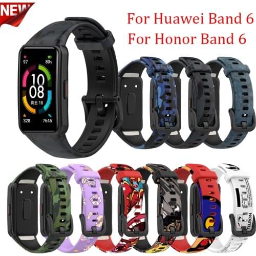 Silicone Watch Printed strap For Honor Band 6 Wristbands Accessories Replacement Sport Strap For Huawei Honor Band 6 Bracelet